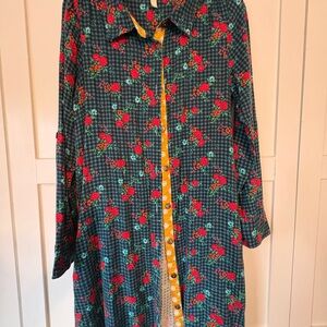 Matilda Jane Floral Plaid Dress - Red and Green